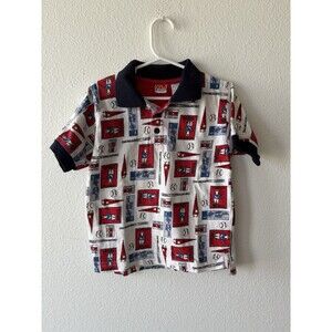 McKids Vintage Boy’s Polo Shirt Size 5 Baseball Graphic Cotton Collared